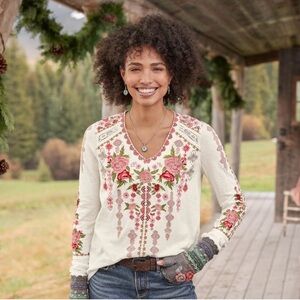 Sundance NWOT | Glacier Garden Embroidered Long Sleeve Tee | PXS